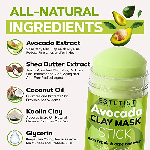 Avocado Clay Mask Stick Set Deep Pore Cleanser Blackhead Remover Replenishing Moisture Oil Control and Balance Skin Detoxifying Anti-Acne Treatment Skin Care for All Skin Types Pack of 3 freeshipping - ESTETIST LLC