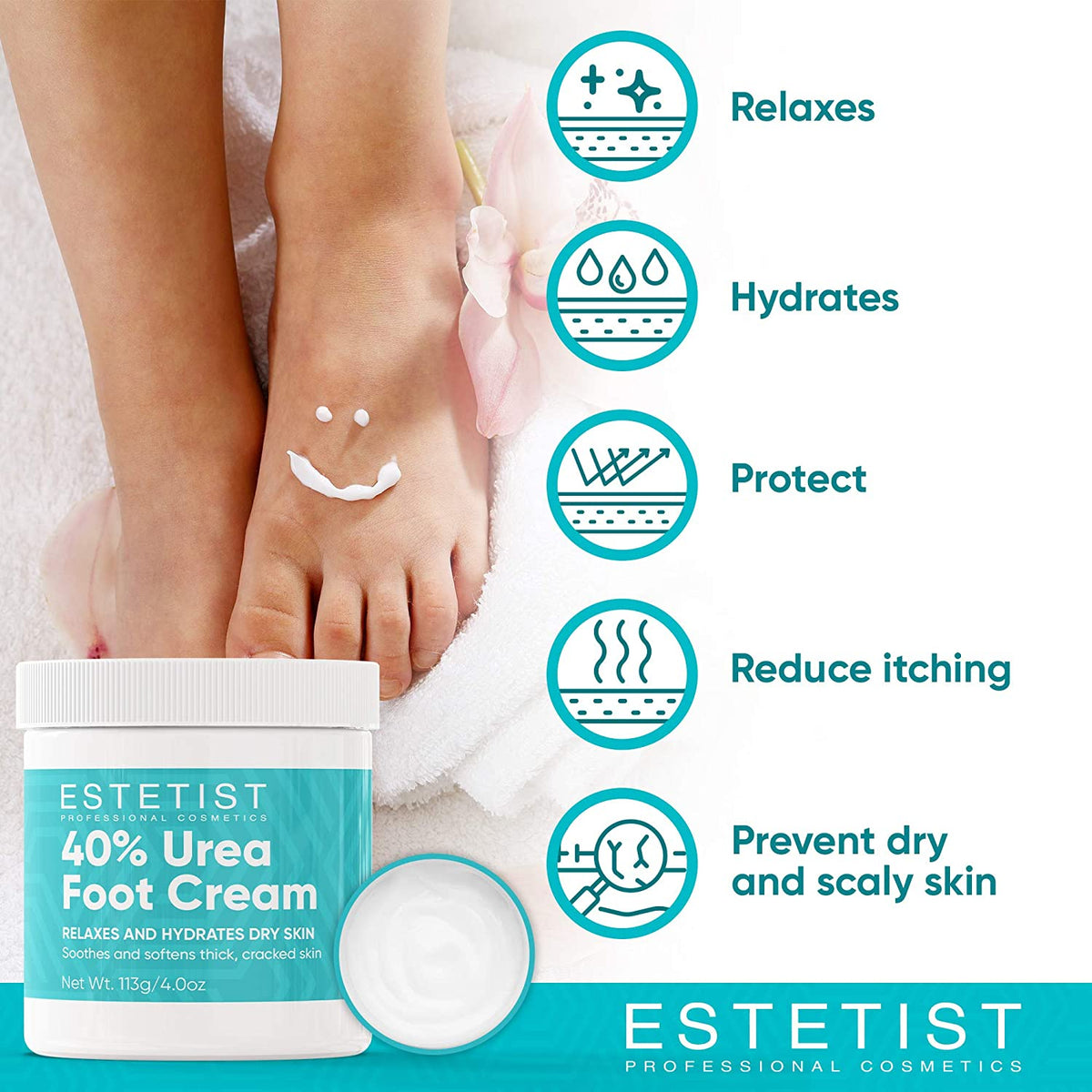 40% Urea Foot Cream - Moisturizer For Cracked Feet freeshipping - ESTETIST LLC